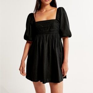 Abercrombie & Fitch Emerson Linen-Blend Puff Sleeve Mini Dress